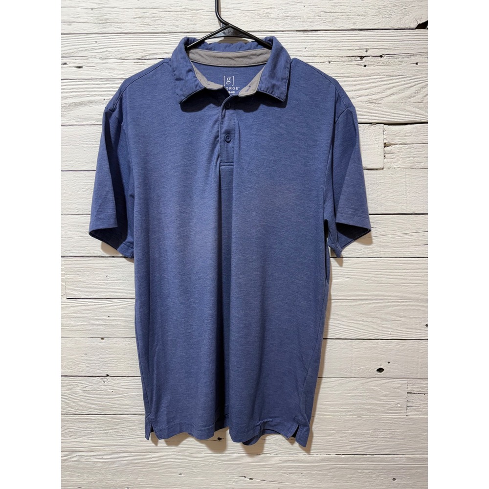 George Mens Polo Shirt Blue Heather Short Sleeve Casual Golf Top Size M 38-40